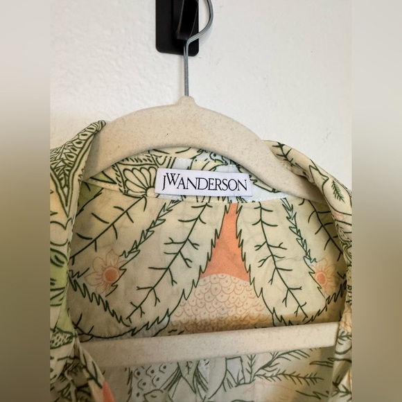 JW Anderson Asymmetric Shirt Dress Pale Blue Green Floral Size US 10 EUC - Picture 5 of 12